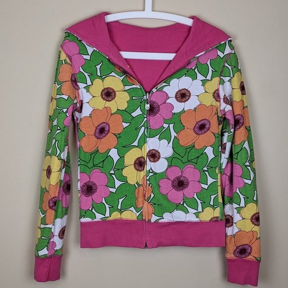 Aeropostale Girls Reversible Floral Zip-up Hoodie - Picture 1 of 11